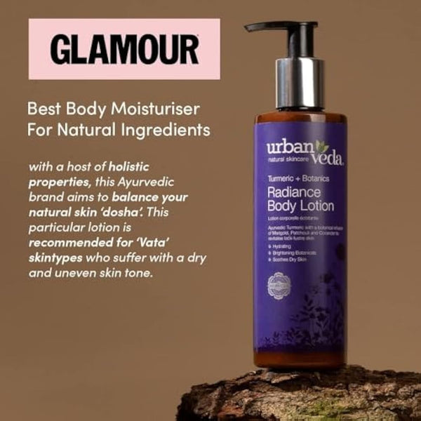 Urban Veda Radiance Body Lotion | Brightening Body Lotion for Skin Care | Body Moisturiser for Dry Skin & Dull Skin | Hydrating Body Cream with Glycerine | Moisturiser for Men & Women |2x 250 ML