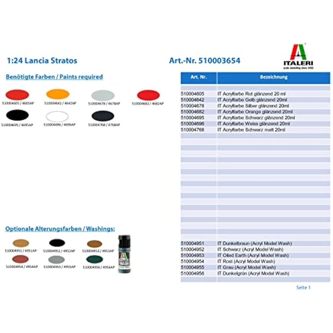 Italeri 3654 1: 24 Lancia Stratos Vehicle