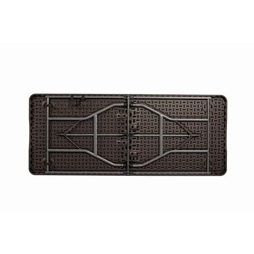 Home Source 6ft Folding Trestle, Carry Handle Heavy Duty Table for Camping Catering BBQ Picnic Party, Brown Wood Effect