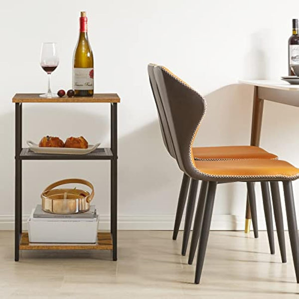 IBUYKE Side Table, 3-Tier End Table, Industrial Nightstand Small Table with Storage Shelf, Bedside Table for Bedroom, Living Room, Hallway, with Metal Frame, Rustic Brown TMJ403H