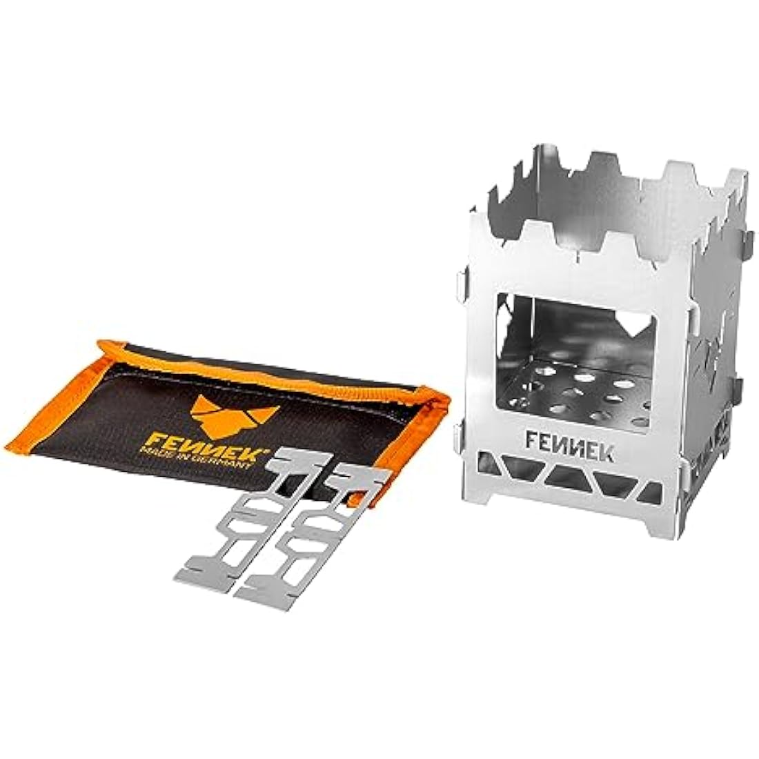 FENNEK Hobo Solo Portable Stove, 100% Stainless Steel, Made in Germany, 267g, Wood Fuel