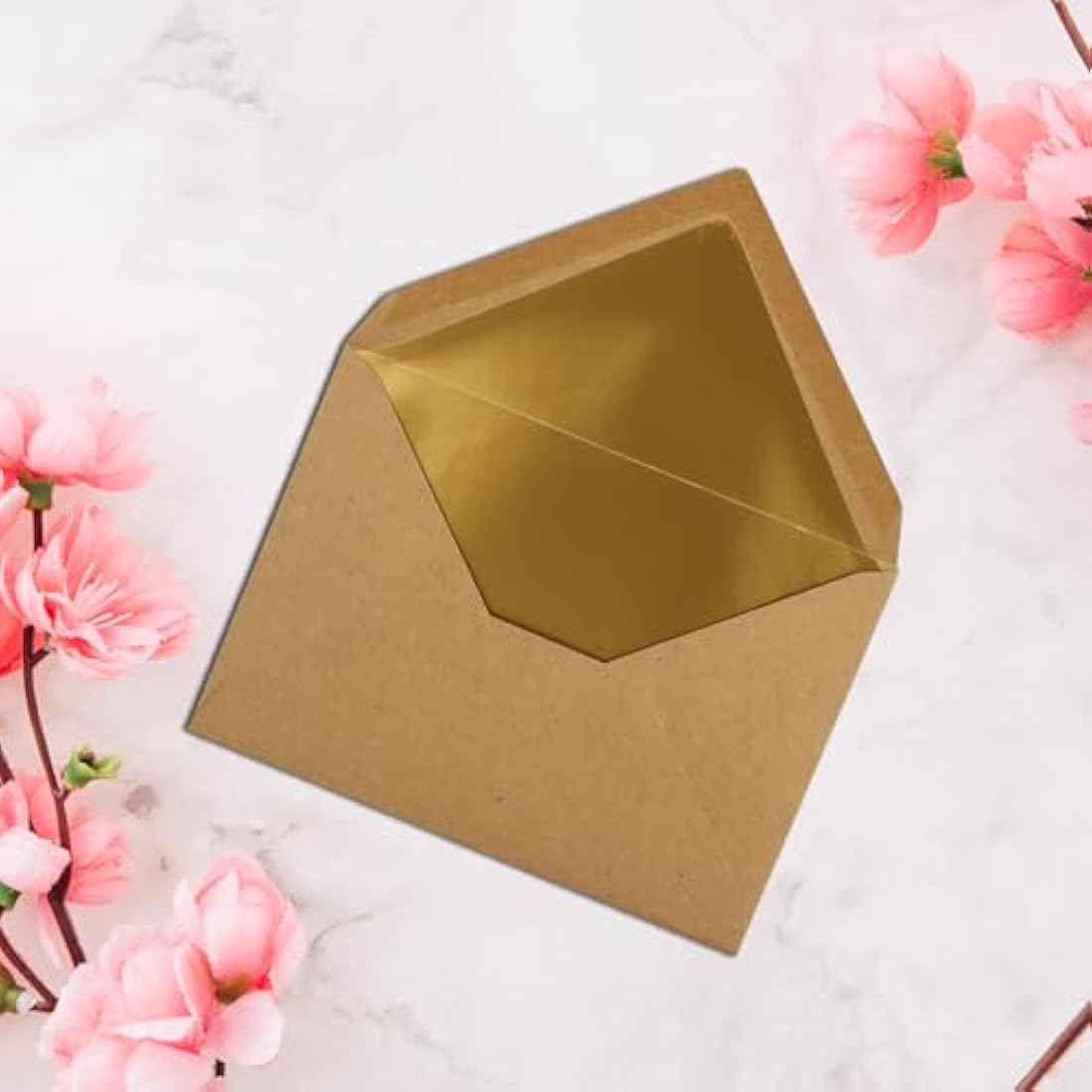 Envelopes DIN C6-114 x 162 mm â€“ 11.4 x 16.2 cm, wet adhesive, gold-silver metallic lining 100 Umschläge Kraftpapier Braun | Gold