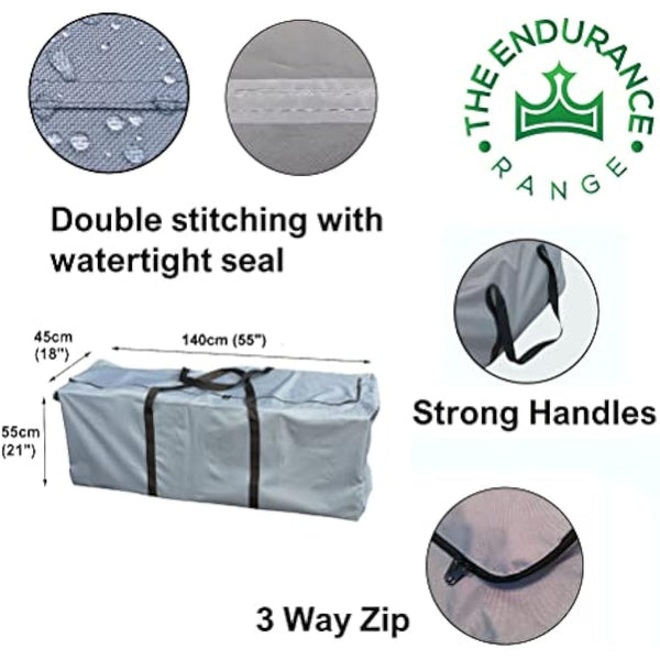 Kingsbridge Garden Furniture Cushion Storage Bag, 600D Fabric, Double Stitching, Heavy Duty, Moisture Resistant LxWxH 140cmx45cmx55cm (use indoors/sheltered areas)