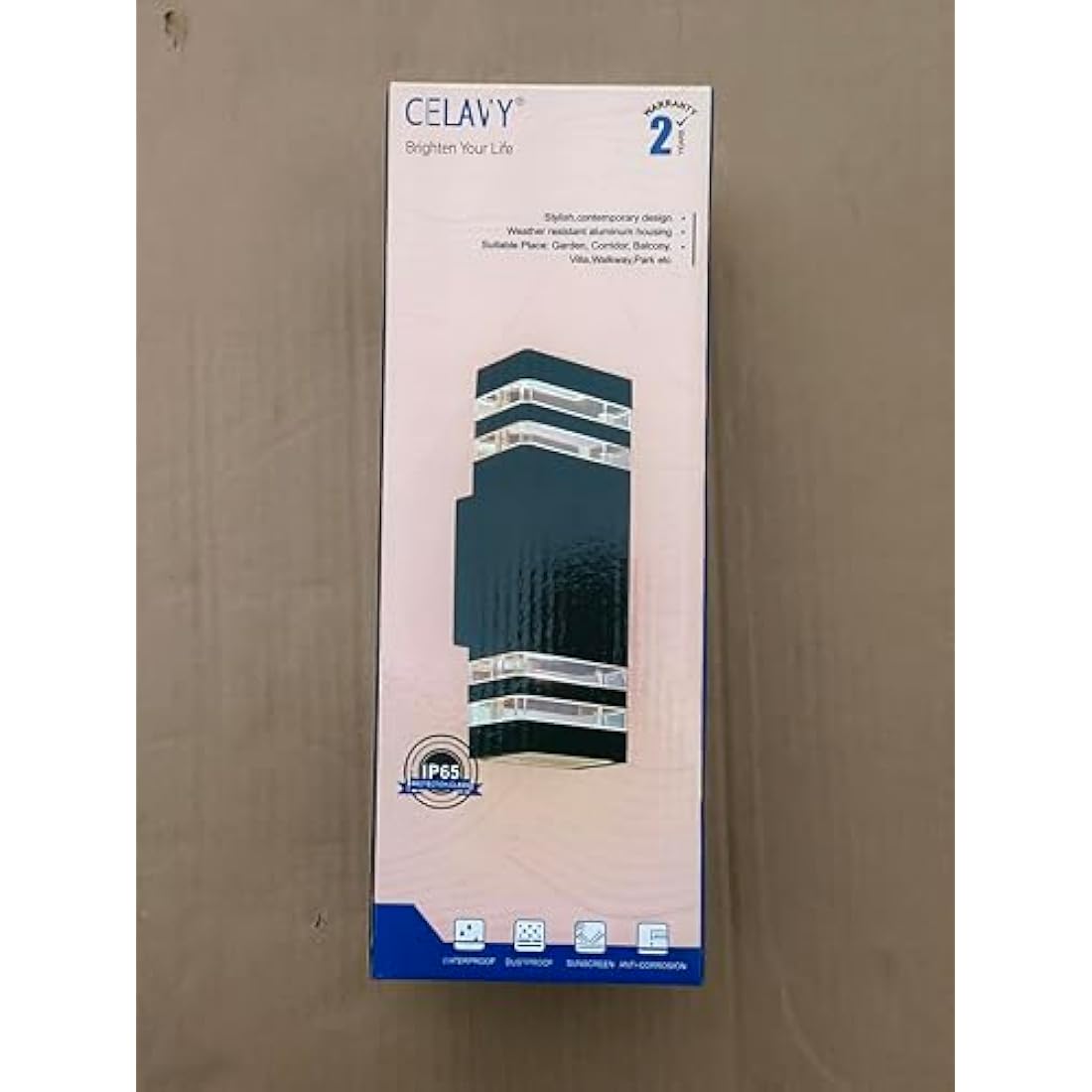 CELAVY Outdoor Wall Lights Mains Powered Outside Up Down Lights, IP65 Waterproof LED Porch Front Door Light, Square GU10 External Modern Lighting Exterior Electric Sconce Lamp for House, Grey