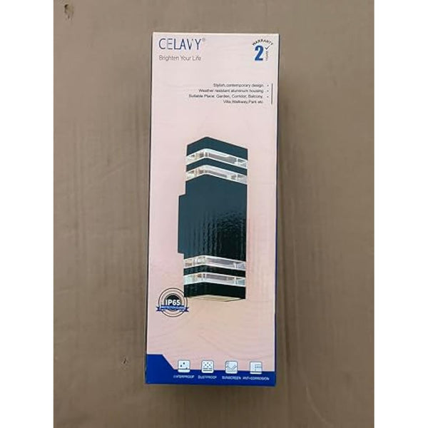 CELAVY Outdoor Wall Lights Mains Powered Outside Up Down Lights, IP65 Waterproof LED Porch Front Door Light, Square GU10 External Modern Lighting Exterior Electric Sconce Lamp for House, Grey