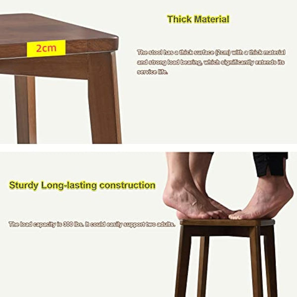 Aibiju Square Wooden Stool, Dressing Table Stool, Solid Wood Makeup Stool, Step Stool, Kids Small Table, Perfect Size for your Living Room, Bedroom (Brown, 1 Piece),YDEU-1500