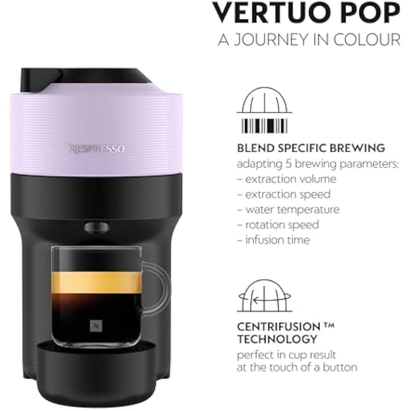Nespresso Krups Vertuo pop coffee pod machine, Lilac