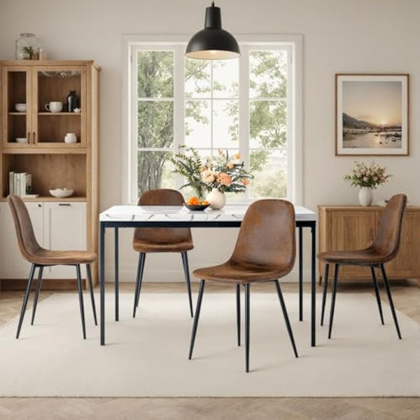 Homy Casa Set of 4 Dining Chairs Soft Chairs and Backrest Kitchen with Solid Metal Legs for Living Room Lounge Home Brown