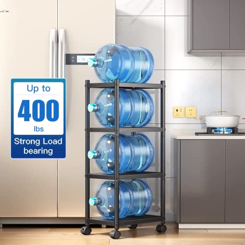 SAYZH Shelving Unit, 4 Tier Metal Kitchen Trolley on Wheels, Multifunctional Heavy Duty Narrow Storage Shelves Rack with Wheels and Anti-slip Feet for