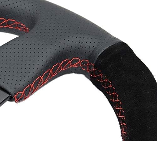 NRG Innovations NRG-RST-012R-S-RS Reinforced Steering Wheel- 320mm Sport Leather/Suede Steering Wheel with Red Stitch