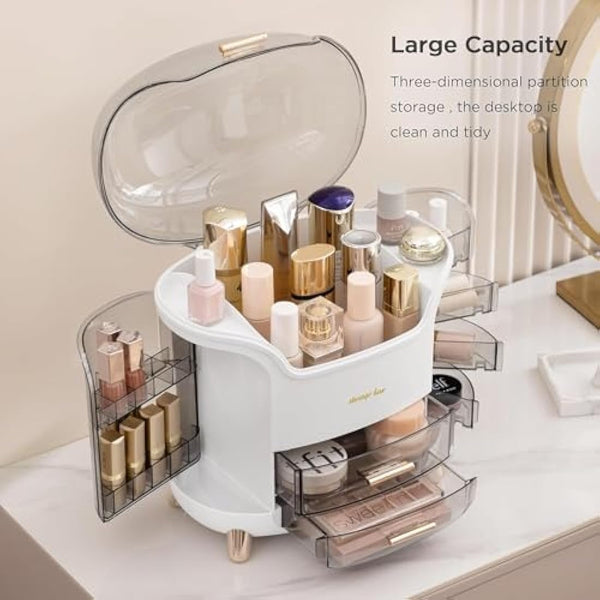 Kousee Make Up Storage Organizer Box Skincare Display Case Dust Water Proof, Vanity Organiser with Drawers for Cosmetics, Lipsticks, Perfume-Ideal for Bathroom Countertop, Bedroom Dresser