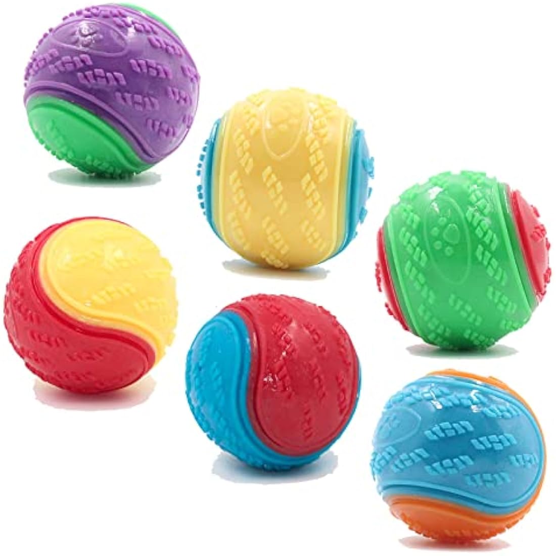 6Pcs Squeaky Dog Ball, Dog Toys Teeth Cleaning Puppy Chew Toys Pet Training Ball Dogs Interactive Dogs Balls