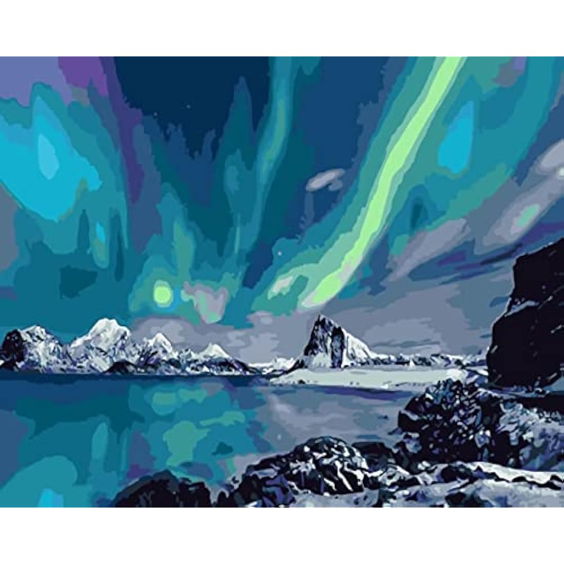 DIY Paint by Numbers for Adults Beginner, Norway Aurora Easy Paint by Numbers for Beginner, Acrylic Paint by Number for Kids, Painting by Numbers Perfect for Gift Decor Without Frame 12x16 Inch