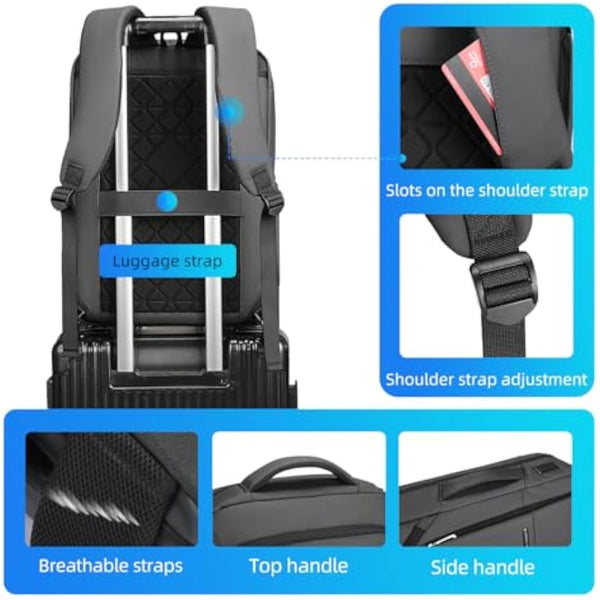 MARK RYDEN 3 in 1 Laptop Backpack Mens, 15.6 inch Business Laptop Handbag, Briefcase Backpack, Lightweight Laptop Sling Bag with USB Port-Grey