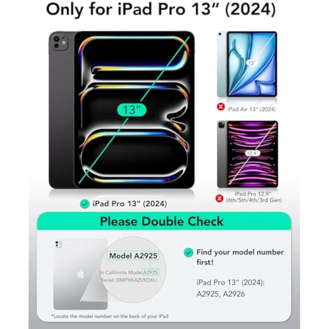 ESR for iPad Pro 13 inch Case 2024 M4 Rotating Case with Removable Magnetic Cover, Adjustable Portrait/Landscape Stand with Raised Screen View, 9 Standing Angles, Shift Series, Black