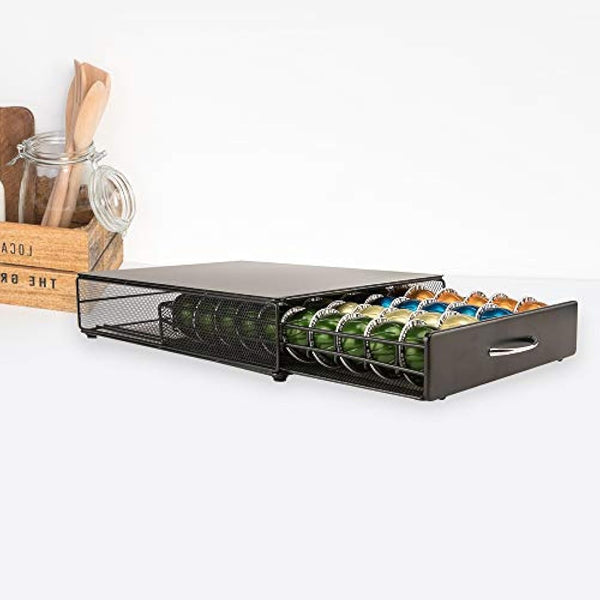 HiveNets Nespresso Vertuoline Capsule Drawer Compatible Vertuo Coffee Storage Metal 40 Pods Capacity