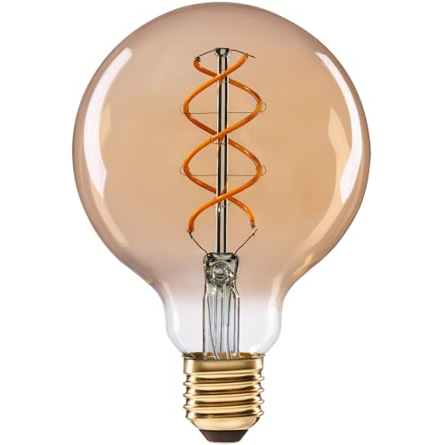 greenandco E27 G95 LED Vintage Filament Bulb 5W Replaces 35W 400lm 2000K Extra Warm White 360 230V, no Flicker, not dimmable, 8-Pack