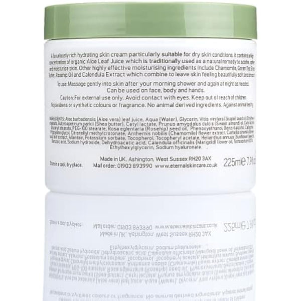 Eternal Skincare - Aloe Super Hydrating Moisturiser (225ml) Fragrance Free - Rich in Aloe Vera. For Dry and Sensitive Skin. For Body & Face. Made in UK.