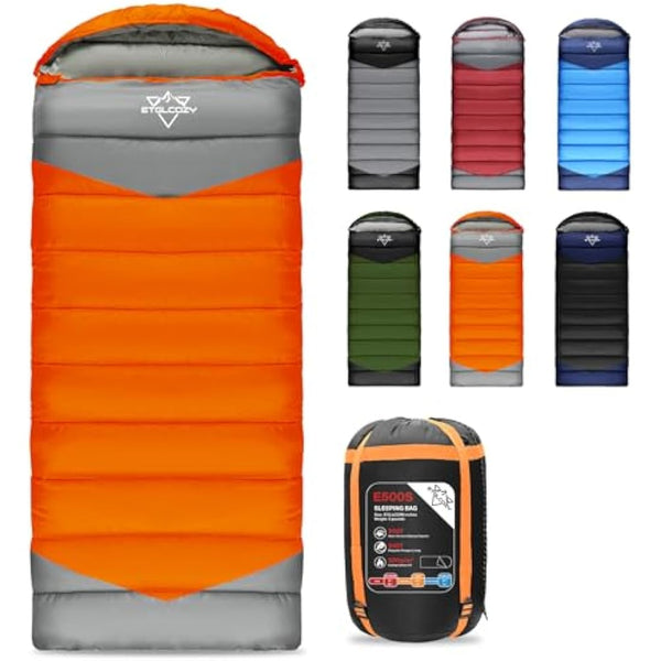 ETGLCOZY Sleeping Bags for Adults Kids, Ultralight Compact w/Compression Sack for Warm & Cold Weather Camping Essentials for Backpacking Hiking Travel Indoor - Unisex Boy Girl Man Woman