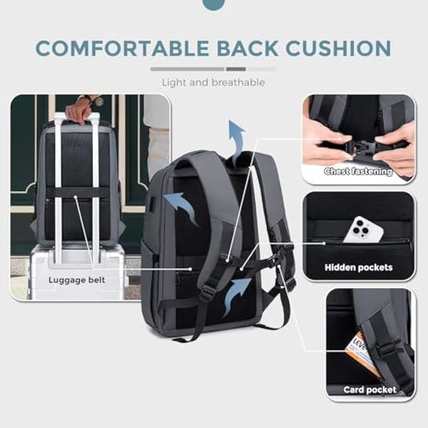 FENRUIEN Business Laptop Backpack for 15.6 Inch 1800D Business Backpack Men with Charging Port Computer Bag Durable Anti-Theft High-Tech Daypack Water-Resistant Casual Daypack