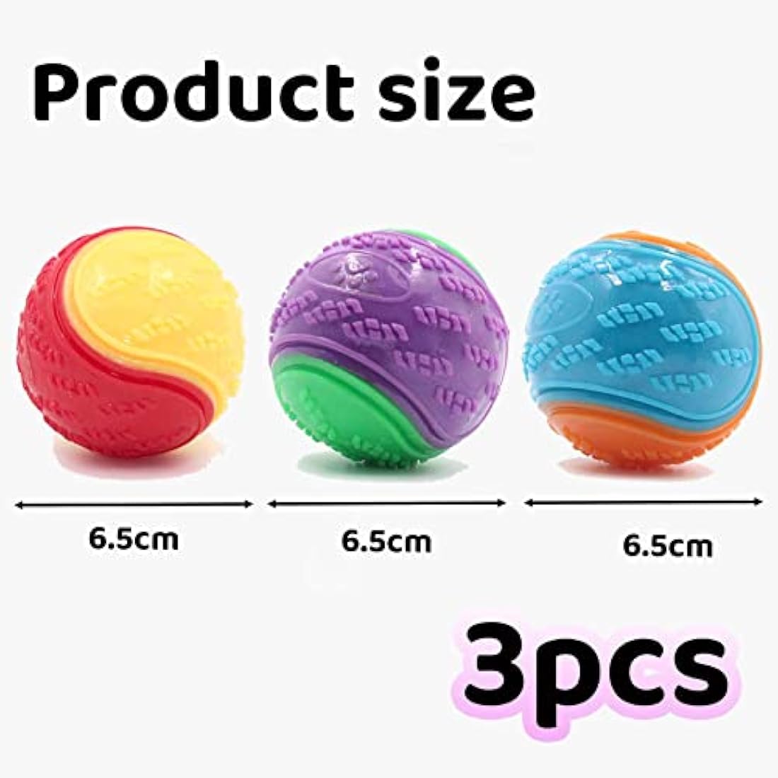 3Pcs Squeaky Dog Ball, Dog Toys Teeth Cleaning Puppy Chew Toys Pet Training Ball Dog Interactive Dog Ball