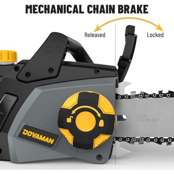 DOVAMAN 2400W Electric Chainsaw, One-Step Tool-Free Tensioning, 16 Inch Oregon Bar and Chain, 15m/s Chain Speed, 6m Power Cable, Auto Chain Lubrication, Powerful Chainsaw with Two Chains - DCS01A