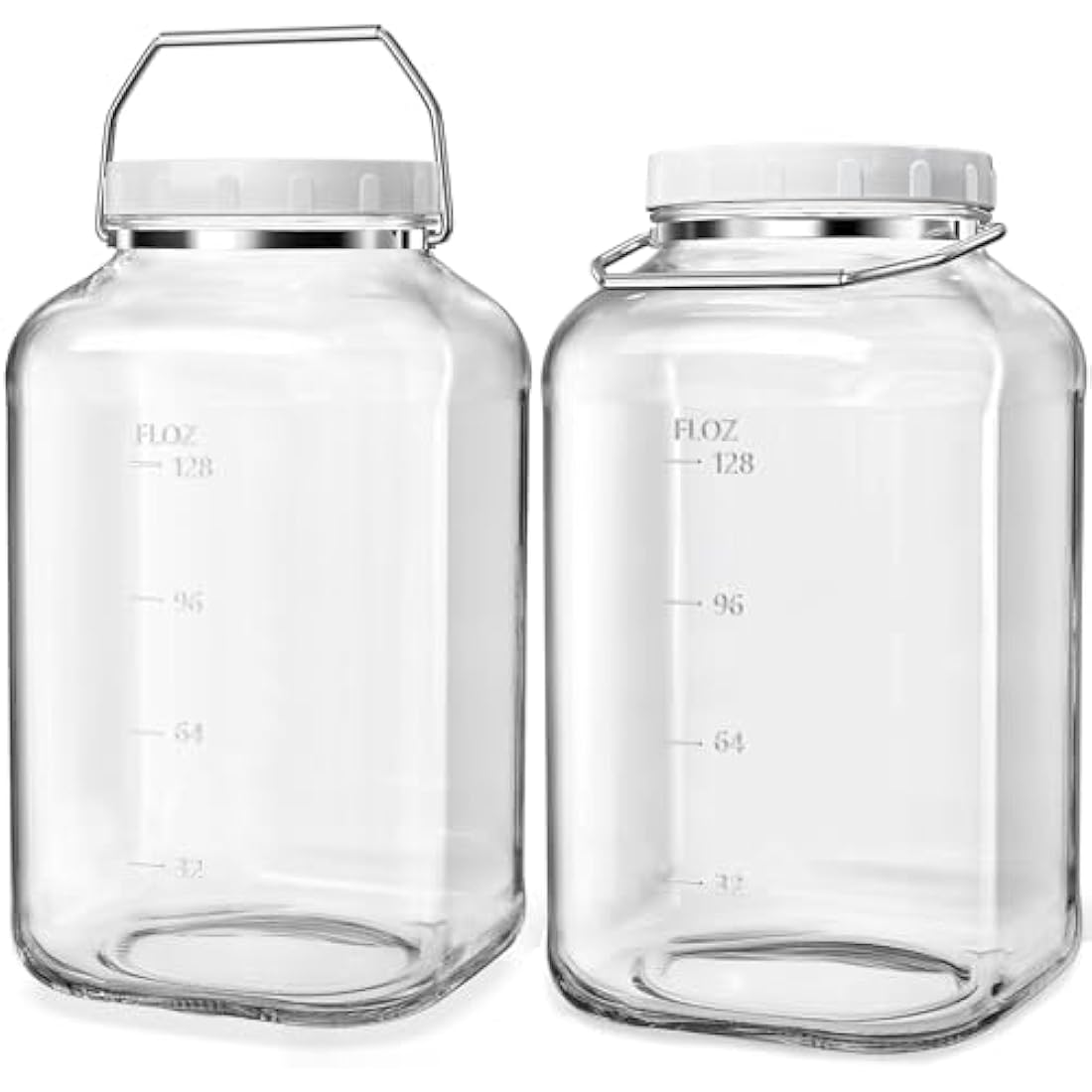 Absovetu 2 Pack Large Glass Jars with Lids Airtight 5.7 Litre - Square Glass Storage Jars with Handle Wide Mouth Mason Jar for Pasta Rice Pickle Cookie Sweet Biscuit Storage Containers