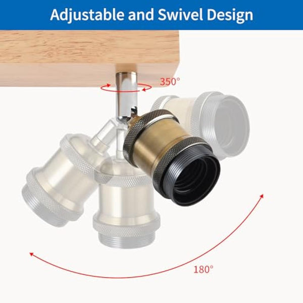 ANWIO Kitchen Lights Ceiling,4 Way Ceiling Lights Fitting,Bedroom Light Ceilings with E27,Adjustable Spotlight Bar Lighting,Living Room Lounge Light Ceilings Fittings (NO Bulbs)