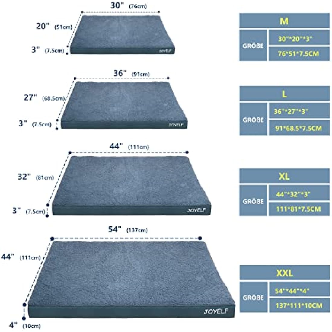 JOYELF XXLarge Dog Crate Bed - Orthopedic Dog Bed Mat, Waterproof Egg Crate Foam Pad with Removable Cover, Squeaker Toy Gift