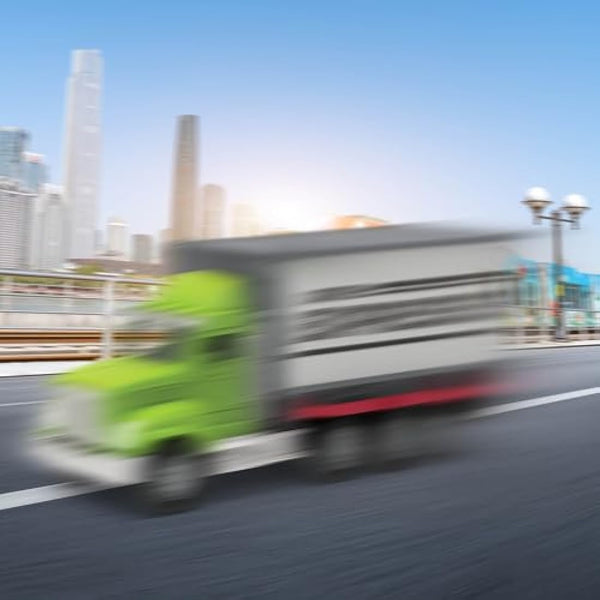 Driven by Battat – 7-Inch Container Truck Toy with Lights & Sounds, Movable Parts, Utility Vehicle for Boys & Girls, Durable Design, Realistic Details, 3+ Years Toy for Kids