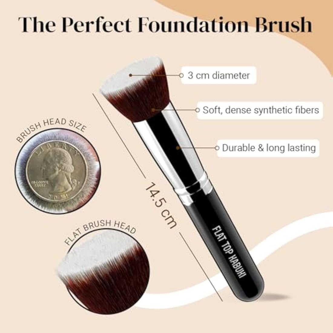 Flat Top Kabuki Foundation Brush By KESHIMA - Premium Makeup Brush for Liquid Foundation, Cream, and Powder - Buffing, Blending Brush, Face Brush
