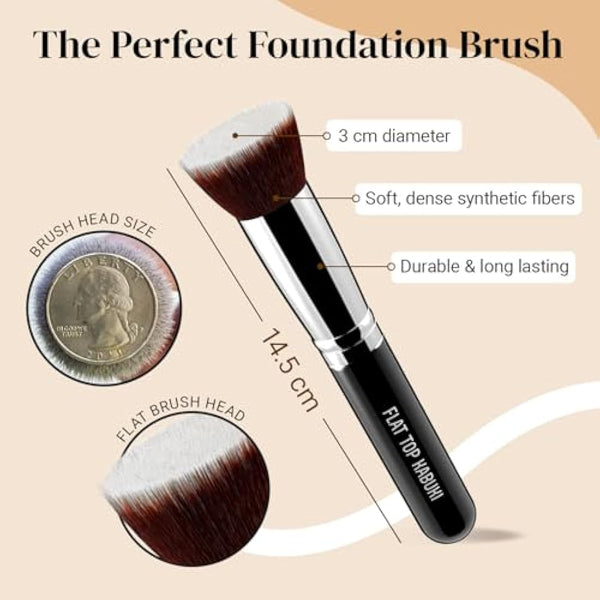 Flat Top Kabuki Foundation Brush By KESHIMA - Premium Makeup Brush for Liquid Foundation, Cream, and Powder - Buffing, Blending Brush, Face Brush