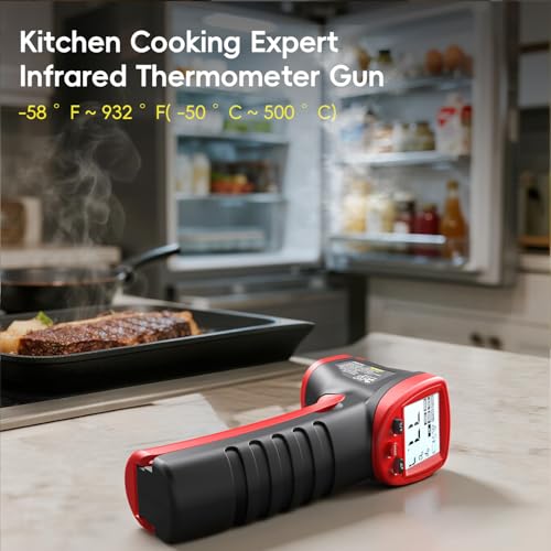 Infrared Thermometer, Eventek IR Laser Thermometer -50 ° C ~ 500 ° C (-58 ° F ~ 932 ° F), Non-Contact Digital Temperature Gun for Kitchen Cooking,BBQ,Vehicle Repair,Pizza,Fridge, Red/Black