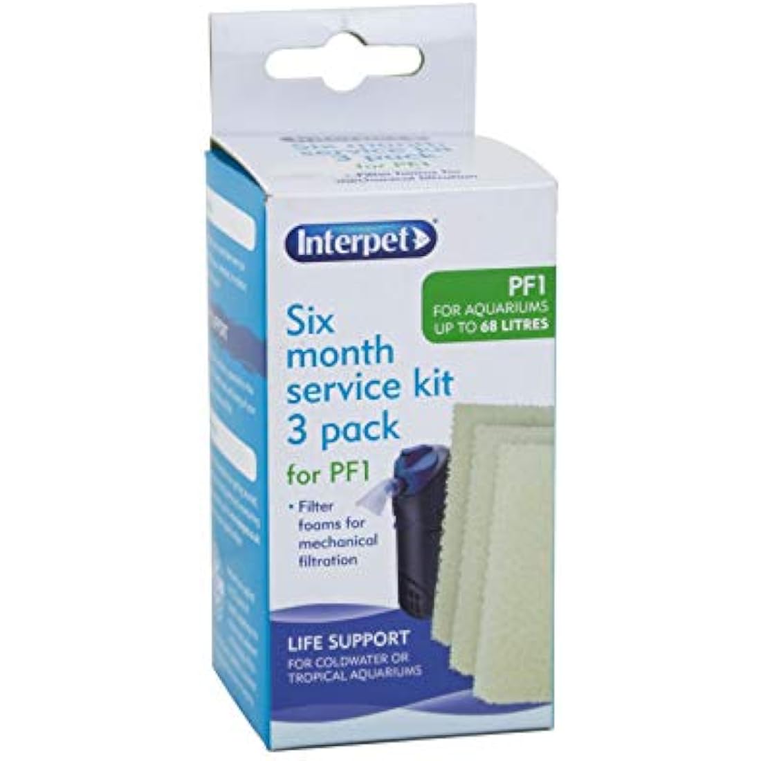 Interpet Replacement Plain Foams for the PF1 Power Filter, 6 Month (3 Pieces)
