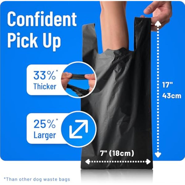 Large Dog Poo Bags - 2000 Pack, 33% Thicker & 25% Larger Poop Bag with Easy Tie Handles, 100% Leak Proof, Odour Free Pet Waste Disposal, Discreet Opaque Black