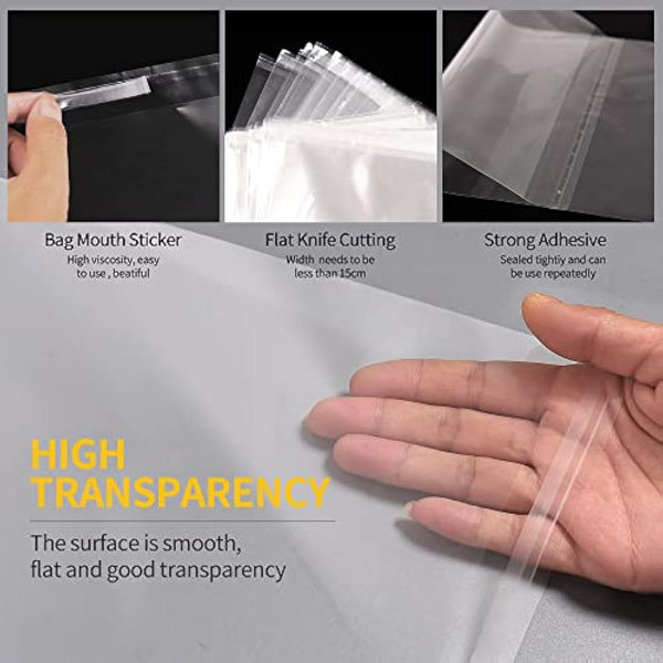 A3 Clear Self-adhesive Cello Bags - 100 Packs, 30.5x42cm Self-sealing Cellophane Display Bags, Food Safe, OPP for Prints, Cookies, Cards, Envelopes, Pictures (12 x 16.5 Inches)