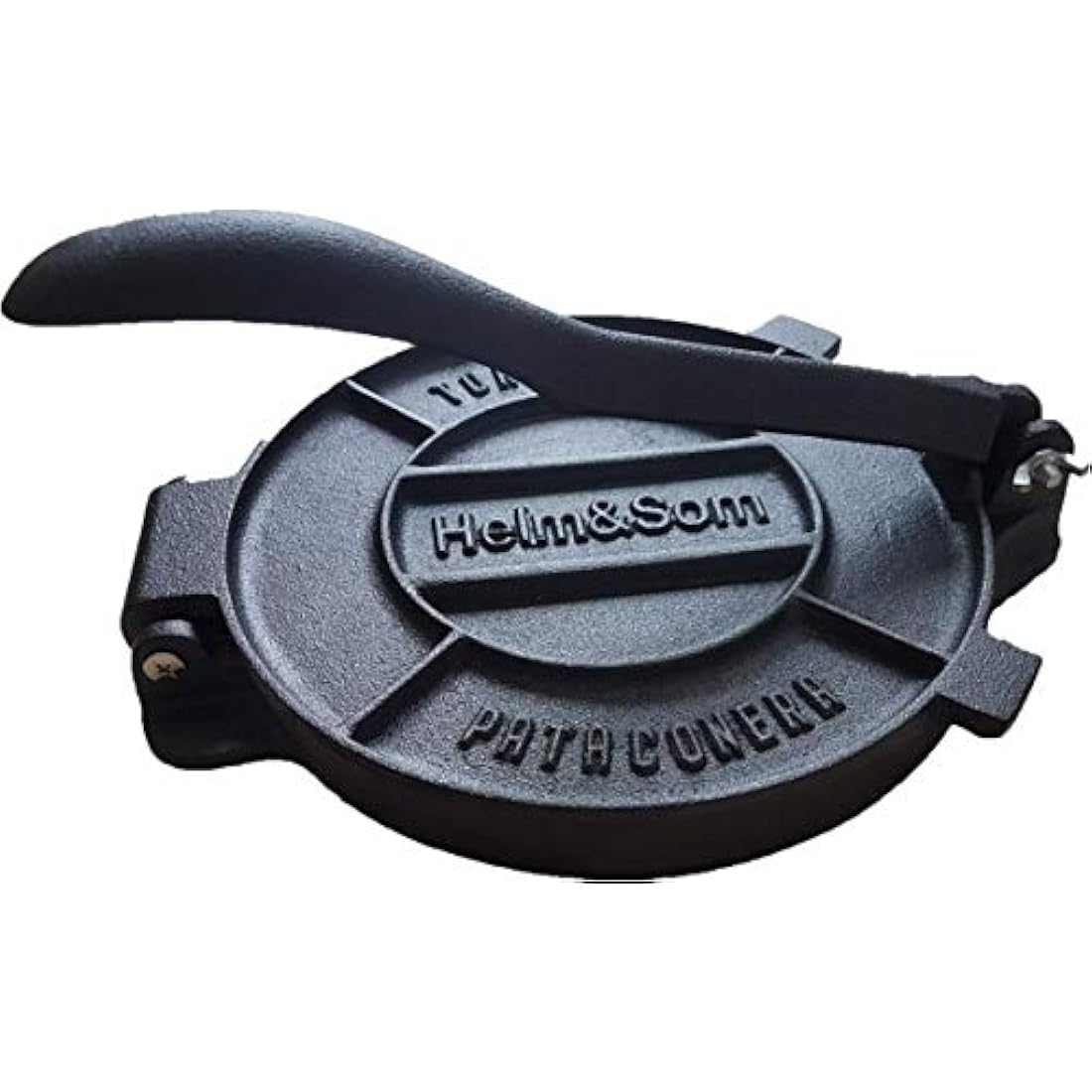 Helm & Som Pre-Seasoned Cast Iron Tortilla Press Pataconera (8 inch) | 100 Pieces of Parchment Paper Included | Tortilla Maker| Roti Press | Perfect for Your Home or Restaurant