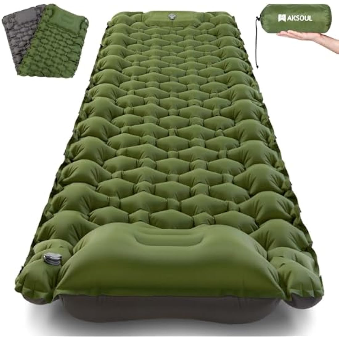 AKSOUL Self Inflating Sleeping Mat for Camping: 8-12CM Thickness Single Camp Mattress, Double Joinable Camping Inflatable Mat