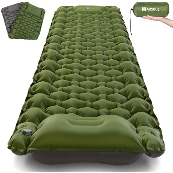 AKSOUL Self Inflating Sleeping Mat for Camping: 8-12CM Thickness Single Camp Mattress, Double Joinable Camping Inflatable Mat
