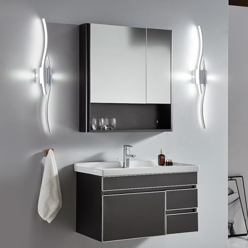 EIDISUNY Led Wall Light, Indoor Led Wall Sconce Light, Modern Wave bar LED Wall Lighting Fixtures, Indoor Wall Lamp for Living Room Hallway Bedroom Bedside Vanity Mirror - 80cm 28W(Cool White Light)