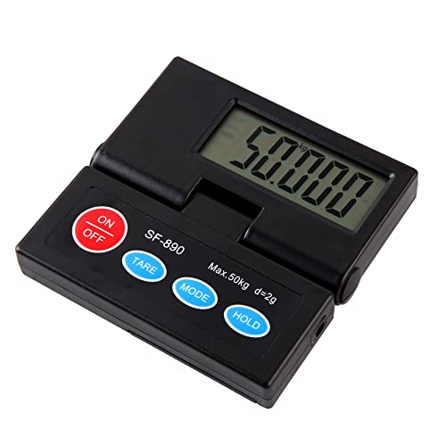 25cm*25cm Black Stainless steel Platform 50KG 110lb / 2g 0.1oz Digital Heavy Duty Large Capacity Weighing Platform Scale for Postal Industrial Commercial Shop Kitchen Letter Parcels Luggage Scales