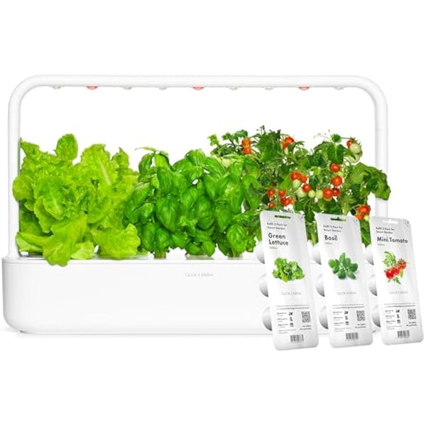 Click & Grow Indoor Herb Garden Kit with Grow Light | Easier than Hydroponics Growing System | Smart Garden for Home Kitchen Windowsill | Vegetable & Herb Garden Starter Kit with 9 plant pods, White