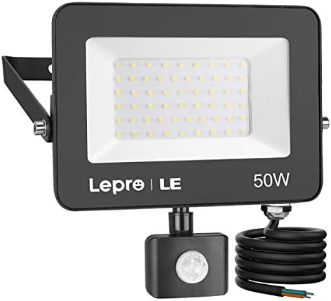 Lepro 50W Security Lights Outdoor Motion Sensor, 4200 Lumens PIR Sensor Security Light, Super Bright, Ultra Thin, Water-Resistant Flood Light for Garden, Patio, Backyard, Rooftop and More