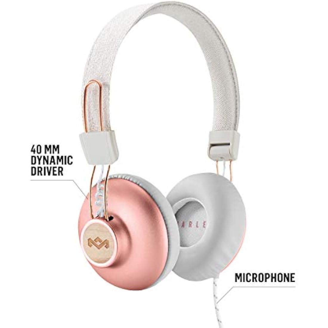 House of Marley Positive Vibration 2 - Foldable Headphones, Comfortable Design, Noise Isolation, Premium Sound 40 mm Driver, Microphone, Woven Cables, Sustainable Materials, Copper