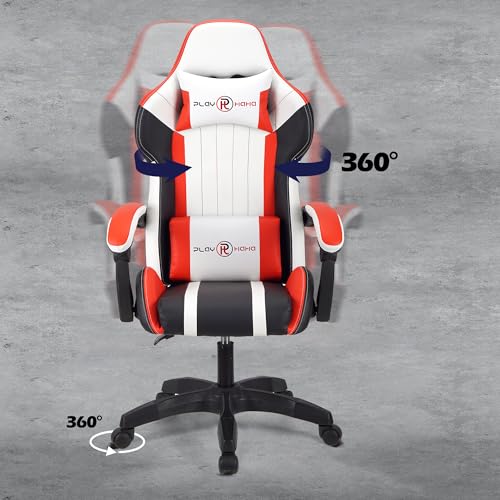 T-THREE.Ergonomic Leather Gaming Chair Height Adjustable with Headrest and Lumbar Support(Orange)