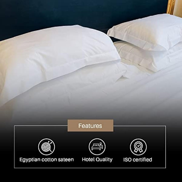 800 Thread Count - House Wife Pillow Cases - 100% Pure Egyptian Cotton Sateen Super Soft Hotel Quality Bedding, 2 House Wife Pillow Cases - White