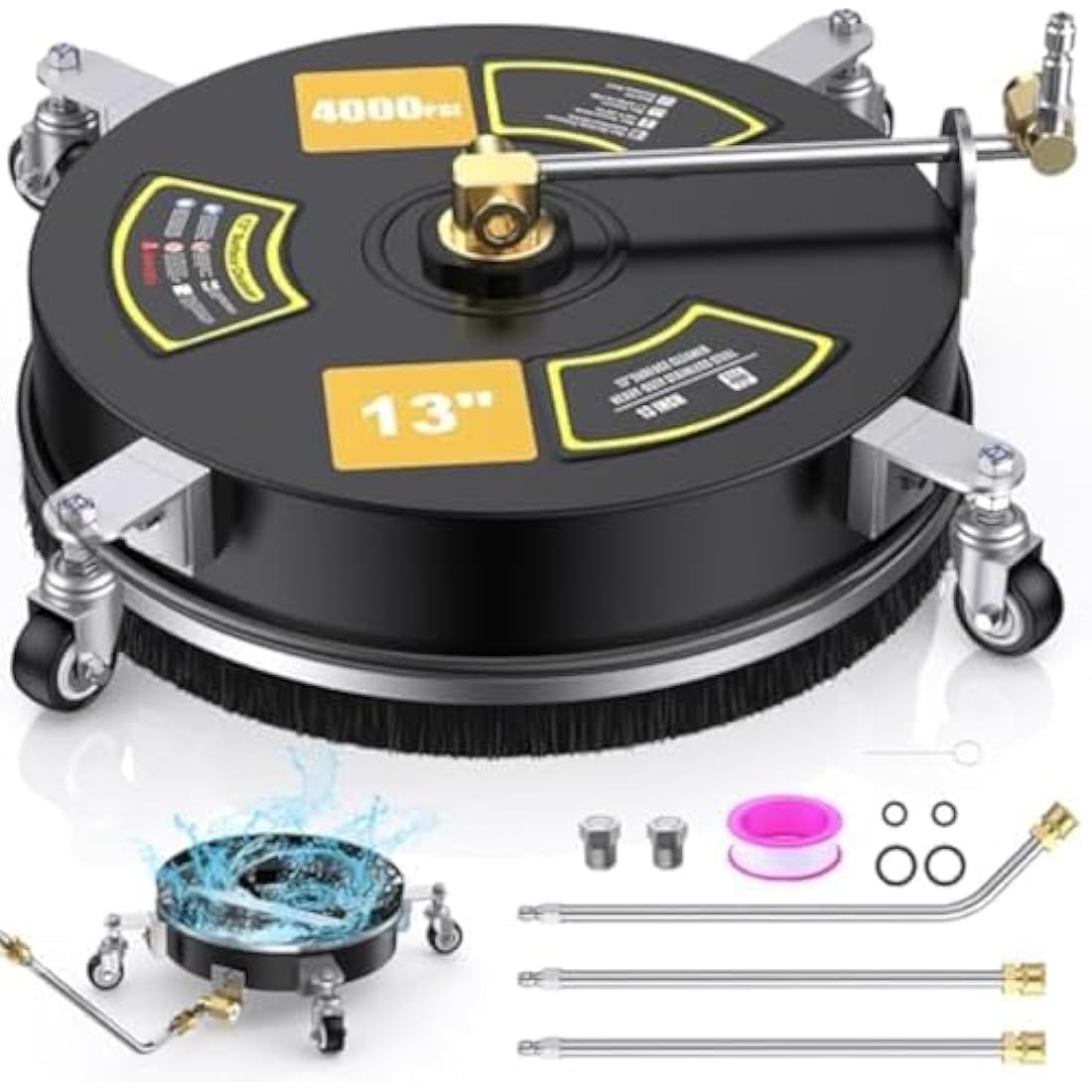 HoldOneLight 2-in-1 Pressure Washer Surface & Undercarriage Cleaner - 13" Power Washer with 3 Extension Wands, 2 Nozzles, 4000 PSI