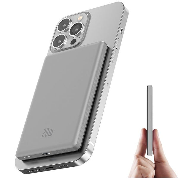 Ntaanoo Power Bank for Magsafe, Ultra Slim 5000mAh 20W Fast Charging Powerbank Wireless Magnetic Portable Charger,USB C in&Out PD 3.0 Phone Battery Pack,for iPhone 16/15/4/13/12 Mini Plus Pro Max