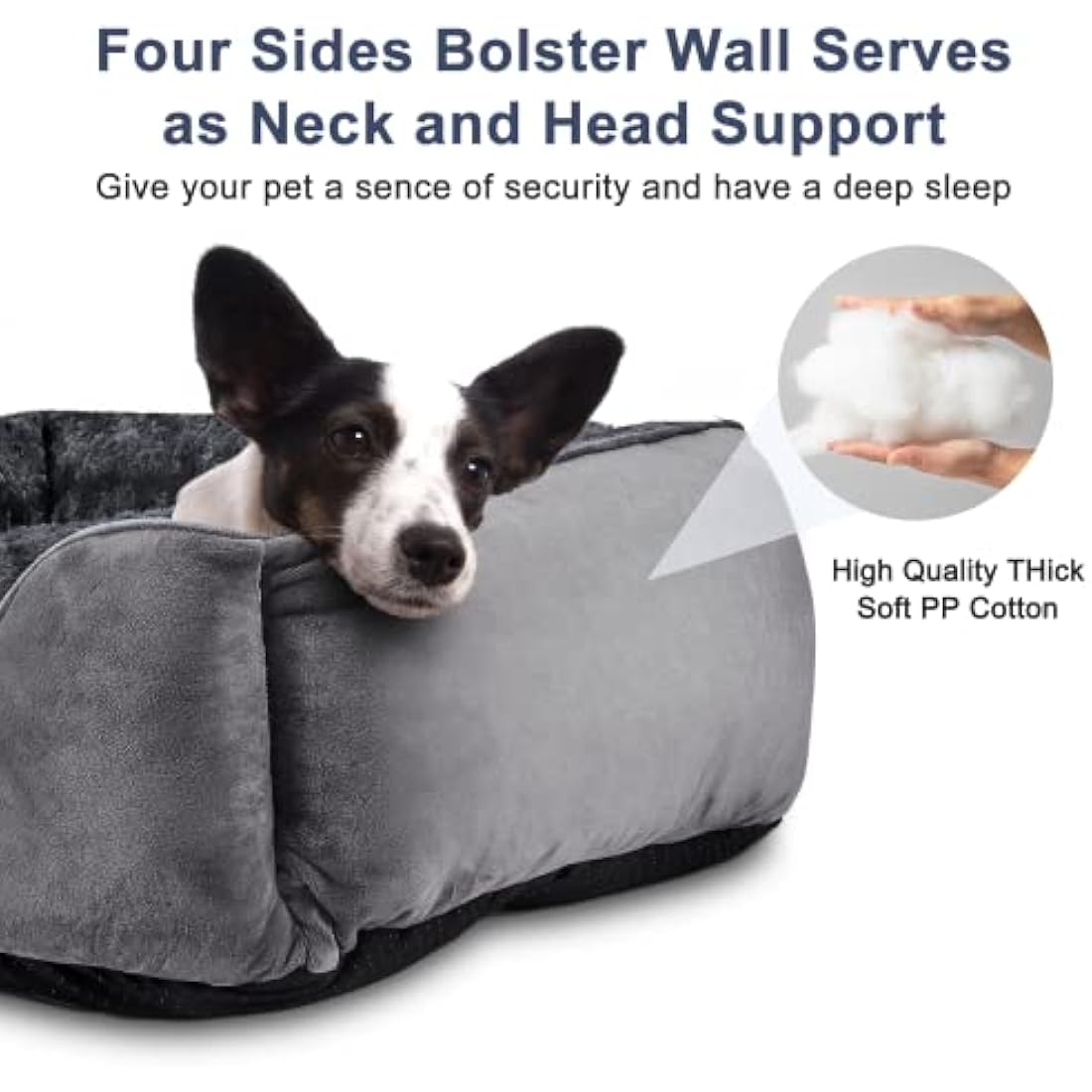 JOEJOY Dog Bed Extra Large - Washable Anti-Anxiety Pet Bed Soft Plush Cat Bed Rectangle Non-Slip Bottom Pet Bed - Small | Medium | Large Size Mattress Mat For Dog, Grey