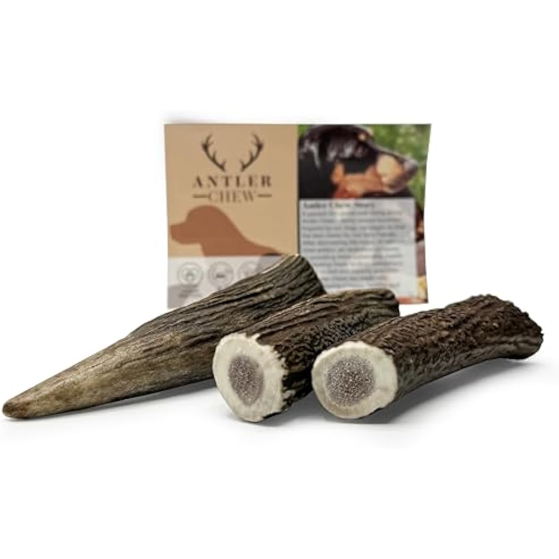 Antler Dog Chews by Antler Chew – 3-Pack Medium (71–90g, From 10cm) | Naturally Shed & Sanded | Long-Lasting, Odourless Chew Toys for Moderate Chewers | Supports Dental Health